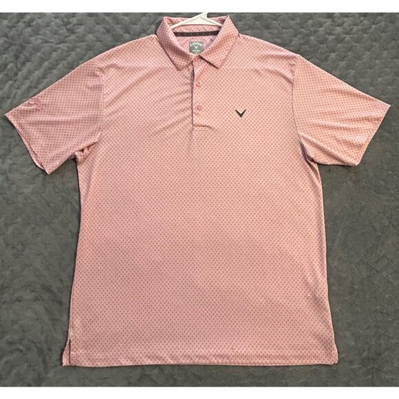 Callaway Men's Pink Opti-Dri Golf Polo Shirt Size M Geometric Print Comfortable - Picture 7 of 8